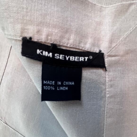 Kim Seybert Set of 15 Grey 100% Linen Napkins with Silver Running Stitch - Picture 5 of 10